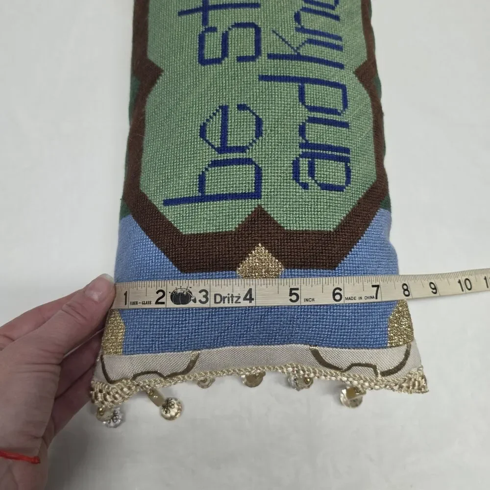 'Be Still And Know' Needlepoint Throw Pillow Beads Embellished Boho Cottagecore